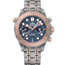 Blue dial watch on Titanium - tantalum - Sedna™ gold case with Titanium - tantalum - Sedna™ gold bracelet - Seamaster Diver 300M 44 mm, titanium - tantalum - Sedna™ gold on titanium - tantalum - Sedna™ gold - 210.60.44.51.03.001