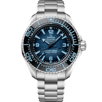 藍色錶盤腕錶，O-MEGASTEEL錶殼錶殼，襯以O-MEGASTEEL錶鏈 bracelet - 海馬 Planet Ocean 6000米系列 45.5毫米, O-MEGASTEEL錶殼 於 O-MEGASTEEL錶鏈 - 215.30.46.21.03.002