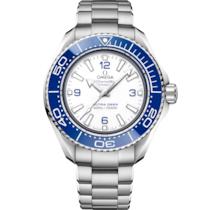 Uhr mit Weiß Zifferblatt auf O-MEGASTEEL Gehäuse mit O-MEGASTEEL-Band bracelet - Seamaster Planet Ocean 6000M 45,5 mm, O-MEGASTEEL mit O-MEGASTEEL-Band - 215.30.46.21.04.001