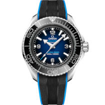 Uhr mit Blau Zifferblatt auf O-MEGASTEEL Gehäuse mit Kautschukband bracelet - Seamaster Planet Ocean 6000M 45,5 mm, O-MEGASTEEL mit Kautschukband - 215.32.46.21.03.001