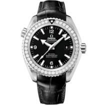 Seamaster Planet Ocean 600M 45.5 mm, steel on leather strap