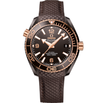 Brown dial watch on Brown ceramic case with Rubber strap - Seamaster Planet Ocean 600M 39.5 mm, brown ceramic on rubber strap - 215.62.40.20.13.001