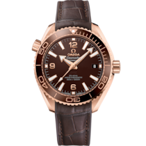 Seamaster Planet Ocean 600M 39,5 mm, or Sedna™ sur bracelet en cuir doublé de caoutchouc - 215.63.40.20.13.001