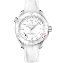 White dial watch on Steel case with Leather strap - Seamaster Planet Ocean 600M 39.5 mm, steel on leather strap - 522.33.40.20.04.001