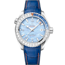 Seamaster Planet Ocean 600M 43,5 mm, or blanc sur bracelet en cuir doublé de caoutchouc - 215.58.44.21.07.001