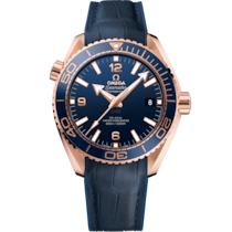 Reloj con esfera Azul en caja de Oro Sedna™ con  Pulsera de piel revestida de caucho bracelet - Seamaster Planet Ocean 600M 43,5 mm, oro Sedna™ con pulsera de piel revestida de caucho - 215.63.44.21.03.001