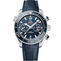 Seamaster Planet Ocean 600M 45,5 mm, acier sur bracelet en cuir doublé de caoutchouc - 215.33.46.51.03.001