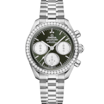 Green dial watch on Steel case with Stainless steel bracelet - Speedmaster 38 38 mm, Steel on Stainless steel - 324.15.38.50.60.001