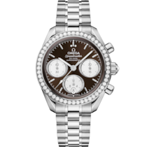 Brown dial watch on Steel case with Stainless steel bracelet - Speedmaster 38 38 mm, Steel on Stainless steel - 324.15.38.50.63.001