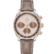 Brown dial watch on Steel - Sedna™ gold case with Leather strap - Speedmaster 38 38 mm, steel - Sedna™ gold on leather strap - 324.28.38.50.02.002