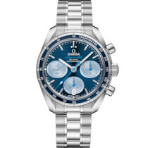 藍色錶盤腕錶，不鏽鋼錶殼錶殼，襯以不鏽鋼錶鏈 bracelet - 超霸系列 超霸38毫米 38毫米, 不鏽鋼錶殼 於 不鏽鋼錶鏈 - 324.30.38.50.03.002