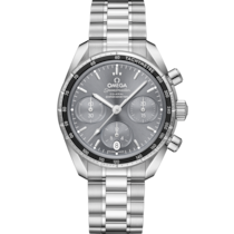 Uhr mit Grau Zifferblatt auf Stahl Gehäuse mit Edelstahlarmband bracelet - Speedmaster 38 38 mm, Stahl mit Stahlband - 324.30.38.50.06.001