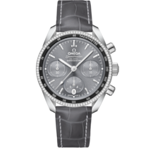 Grey dial watch on Steel case with Leather strap - Speedmaster 38 38 mm, steel on leather strap - 324.38.38.50.06.001