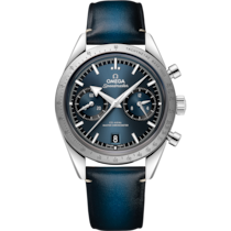 Uhr mit Blau Zifferblatt auf Stahl Gehäuse mit Lederarmband bracelet - Speedmaster '57 40,5 mm, Stahl mit Lederarmband - 332.12.41.51.03.001