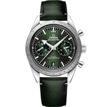 Green dial watch on Steel case with Leather strap - Speedmaster '57 40.5 mm, steel on leather strap - 332.12.41.51.10.001