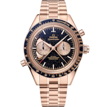 Uhr mit Blau Zifferblatt auf Sedna™-Gold Gehäuse mit Sedna™-Goldband bracelet - Speedmaster Chrono Chime 45 mm, Sedna™-Gold mit Sedna™-Goldband - 522.50.45.52.03.001