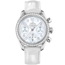 Relógio com mostrador Branco com caixa em Aço e Speedmaster 38 mm, aço em bracelete de pele - 324.18.38.40.05.001 em Bracelete de pele bracelet