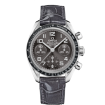 Grey dial watch on Steel case with Leather strap - Speedmaster 38 mm, steel on leather strap - 324.33.38.40.06.001