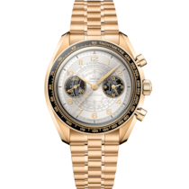 Uhr mit Silber Zifferblatt auf Moonshine™-Gold Gehäuse mit Moonshine™-Gold bracelet - Speedmaster Chronoscope 43 mm, Moonshine™-Gold mit Moonshine™-Gold - 522.60.43.51.02.001