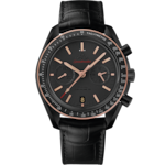 Speedmaster 44,25 mm, céramique noire sur bracelet en cuir - 311.63.44.51.06.001