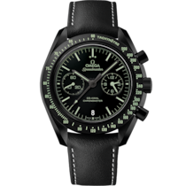 Speedmaster 44,25 mm, céramique noire sur bracelet en cuir - 311.92.44.51.01.004