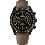 Speedmaster 44,25 mm, cerâmica preta em bracelete de pele - 311.92.44.51.01.006