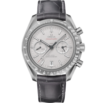 灰色錶盤腕錶，灰色陶瓷錶殼，襯以皮革錶帶配摺疊錶扣 bracelet - 超霸系列 月之暗面腕錶 44.25毫米, 灰色陶瓷 於 皮革錶帶配摺疊錶扣 - 311.93.44.51.99.002