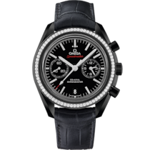 Speedmaster 44,25 mm, céramique noire sur bracelet en cuir - 311.98.44.51.51.001