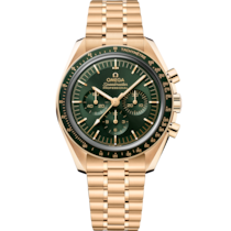 Green dial watch on Moonshine™ gold case with Moonshine™ gold bracelet - Speedmaster Moonwatch Professional 42 mm, Moonshine™ gold on Moonshine™ gold - 310.60.42.50.10.001