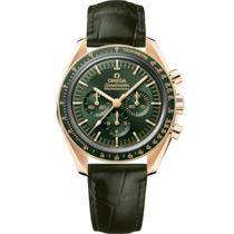 Green dial watch on Moonshine™ gold case with Leather strap - Speedmaster Moonwatch Professional 42 mm, Moonshine™ gold on leather strap - 310.63.42.50.10.001