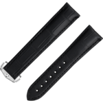 Two-piece strap - Black alligator leather strap with foldover clasp - 032CUZ007467