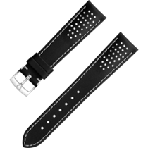 Bracelet deux pièces - Bracelet en cuir noir avec boucle ardillon - 032CUZ009780