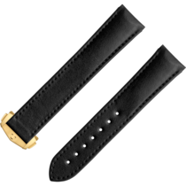 Two-piece strap - Black vegan strap with foldover clasp - 032Z017133