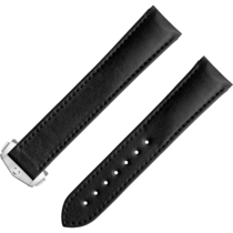 兩件式錶帶 - 黑色純素皮革錶帶，搭配摺疊錶扣 - 032Z017133