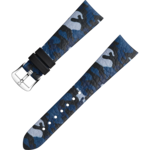 Two-piece strap - Blue camo leather strap with pin buckle - 032CUZ011915