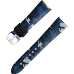 Two-piece strap - Blue camo leather strap with pin buckle - 032CUZ011915