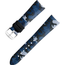 Cinturino a due pezzi - Cinturino in pelle camouflage blu con fibbia ad ardiglione - 032CUZ011915