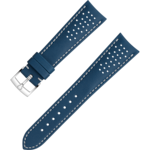 Cinturino a due pezzi - Cinturino in pelle blu con fibbia ad ardiglione - 032CUZ010011