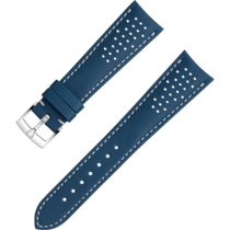 สายนาฬิกาแบบสองชิ้น - สายหนังสีน้ำเงินเข้มพร้อมหัวสายแบบหัวเข็มขัด - 032CUZ010011
