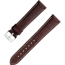 Bracelete de duas peças - Bracelete castanha em pele de crocodilo com fivela de pino - 032CUZ003330