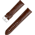 Bracelet deux pièces - Bracelet en cuir d'alligator brun avec boucle ardillon - 032CUZ010217