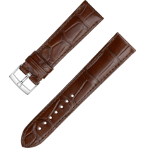 Cinturino a due pezzi - Cinturino in pelle di alligatore marrone con fibbia ad ardiglione - 032CUZ010217