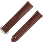 Two-piece strap - Brown leather strap with foldover clasp - 032CUZ006728