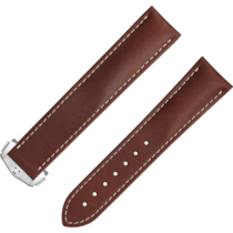 Two-piece strap - Brown leather strap with foldover clasp - 032CUZ006728