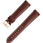 Two-piece strap - Brown leather strap with pin buckle - 9800.04.09