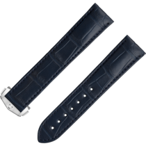 Bracelet deux pièces - Bracelet en cuir d'alligator bleu foncé avec boucle déployante - 032CUZ007465