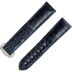 Two-piece strap - Dark blue alligator leather strap with foldover clasp - 032CUZ007465