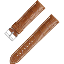 Cinturino a due pezzi - Cinturino in pelle di alligatore marrone dorata con fibbia ad ardiglione - 032CUZ007256
