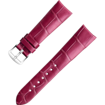 Cinturino a due pezzi - Cinturino in pelle di alligatore rosa con fibbia ad ardiglione - 032CUZ011104