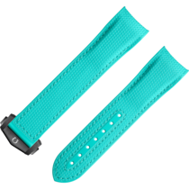 Two-piece strap - Seamaster Planet Ocean 600M turquoise rubber strap with foldover clasp - 032Z018938